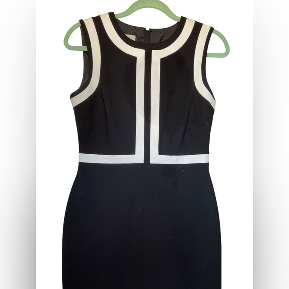Hobbs Jackie Sheath Dress Ponte Knit Sleeveless Black White‎ Colorblock Size 6 - Picture 8 of 16